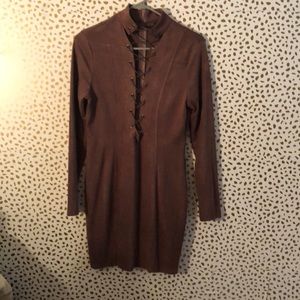 Long Sleeve, suede mini dress